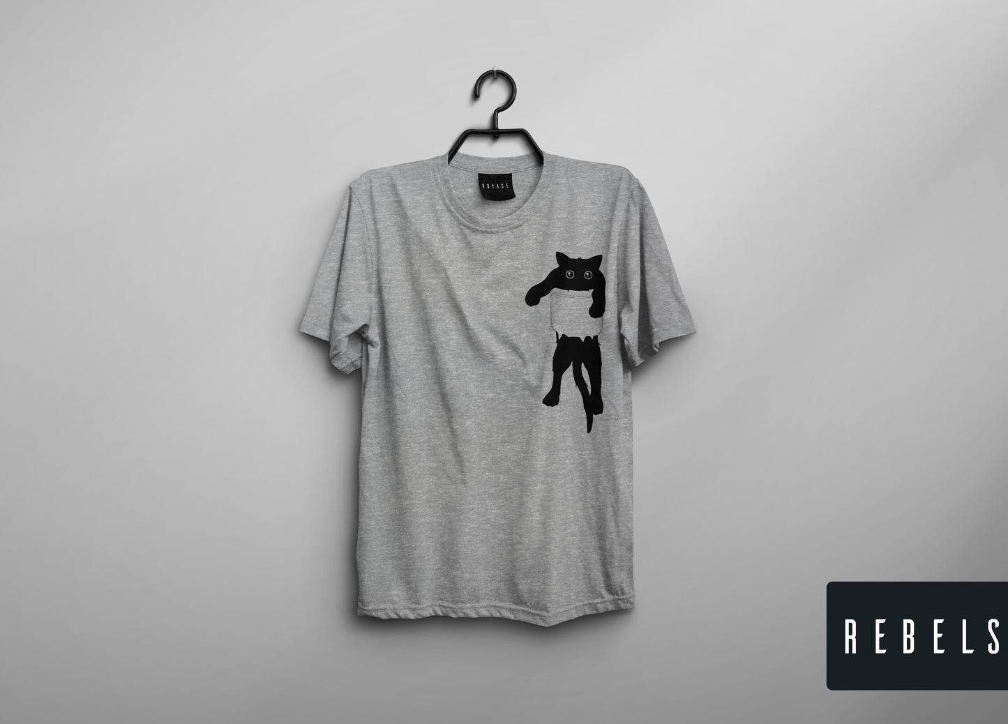 Pocket Cat- Grey | Half Sleeve Premium T-Shirt | Clearance Sale