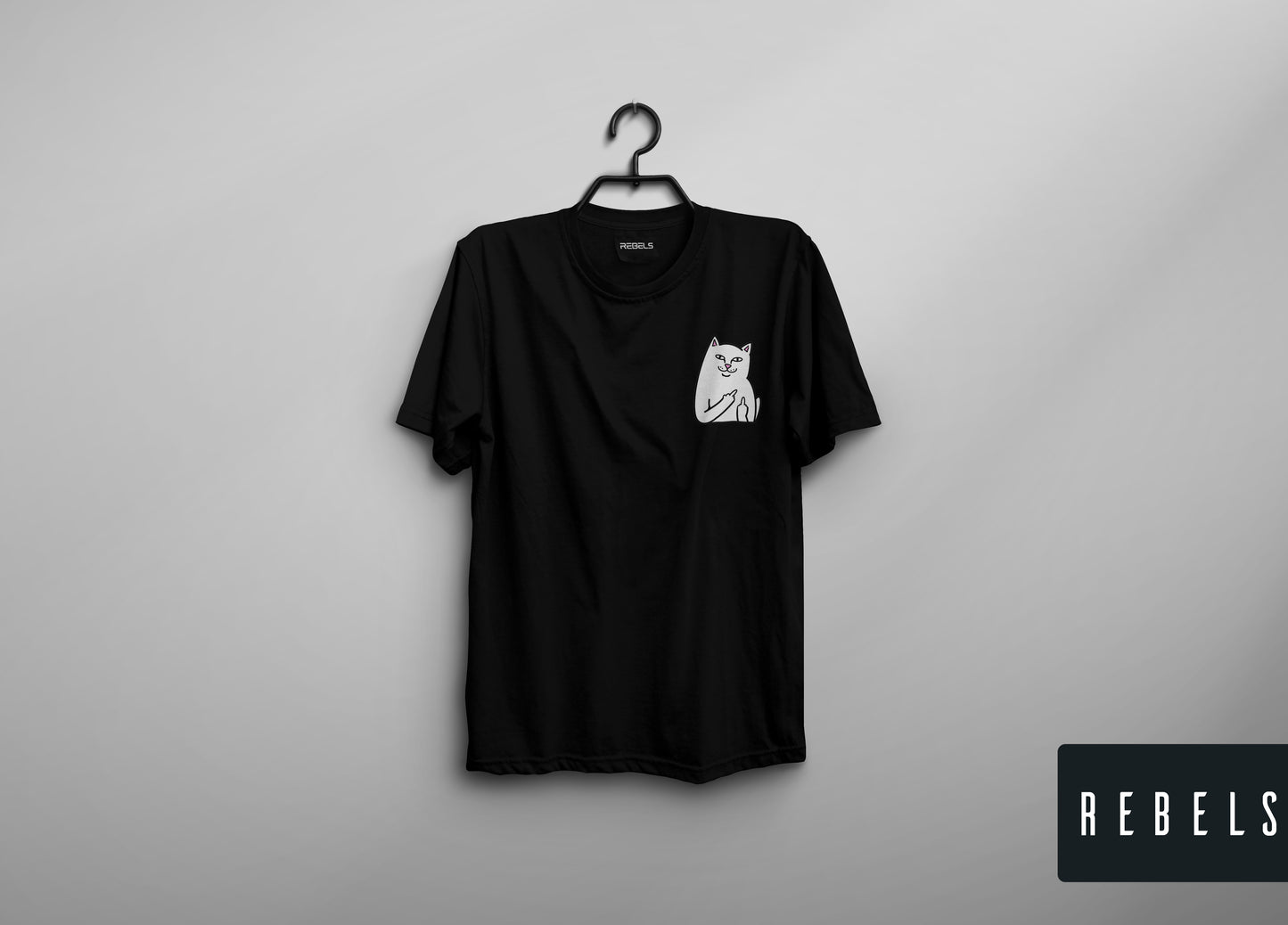 Funny Cat Showing The Fingers | Half Sleeve Premium T-Shirt